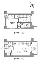 都営浅草線 蔵前駅 徒歩2分の賃貸マンション 13階1LDKの間取り