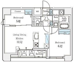 東京メトロ千代田線 湯島駅 徒歩6分の賃貸マンション 10階2LDKの間取り