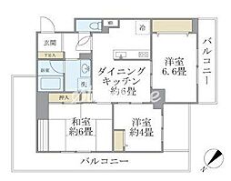 都営大江戸線 若松河田駅 徒歩5分の賃貸マンション 4階3DKの間取り