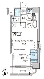 都営新宿線 菊川駅 徒歩9分の賃貸マンション 4階1LDKの間取り