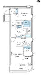 東急池上線 池上駅 徒歩5分の賃貸マンション 3階2LDKの間取り
