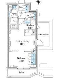 東急池上線 池上駅 徒歩5分の賃貸マンション 5階1LDKの間取り