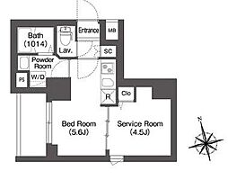 京急本線 大森海岸駅 徒歩8分の賃貸マンション 6階1DKの間取り