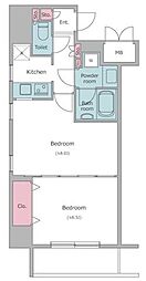 都営新宿線 岩本町駅 徒歩3分の賃貸マンション 8階1LDKの間取り