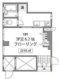 東京メトロ東西線 早稲田駅 徒歩2分の賃貸マンション 1階1Kの間取り