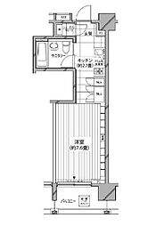 都営大江戸線 麻布十番駅 徒歩8分の賃貸マンション 2階1Kの間取り