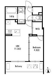 東京メトロ日比谷線 広尾駅 徒歩10分の賃貸マンション 3階1LDKの間取り