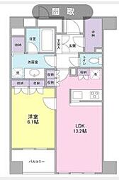 東京メトロ有楽町線 新富町駅 徒歩4分の賃貸マンション 9階1LDKの間取り