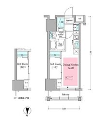 東京メトロ半蔵門線 住吉駅 徒歩2分の賃貸マンション 10階1DKの間取り