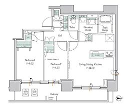都営三田線 板橋区役所前駅 徒歩5分の賃貸マンション 11階2LDKの間取り