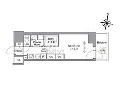 京急本線 新馬場駅 徒歩4分の賃貸マンション 14階1Kの間取り