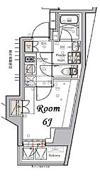 シーフォルム白金高輪 9階1Kの間取り