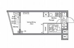 都営新宿線 岩本町駅 徒歩3分の賃貸マンション 5階ワンルームの間取り