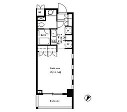 都営三田線 目黒駅 徒歩6分の賃貸マンション 2階1Kの間取り
