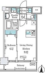 東京メトロ東西線 東陽町駅 徒歩5分の賃貸マンション 7階1LDKの間取り