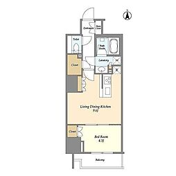 都営大江戸線 両国駅 徒歩8分の賃貸マンション 2階1LDKの間取り