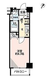 都営新宿線 浜町駅 徒歩3分の賃貸マンション 6階1Kの間取り