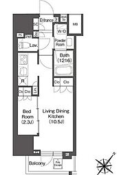 JR山手線 新宿駅 徒歩4分の賃貸マンション 12階1LDKの間取り
