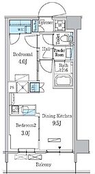京急本線 立会川駅 徒歩5分の賃貸マンション 4階2DKの間取り