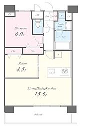 東京メトロ東西線 東陽町駅 徒歩2分の賃貸マンション 9階1SLDKの間取り