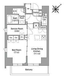 JR京浜東北・根岸線 田町駅 徒歩7分の賃貸マンション 10階1SLDKの間取り