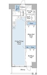 都営大江戸線 両国駅 徒歩7分の賃貸マンション 2階2LDKの間取り