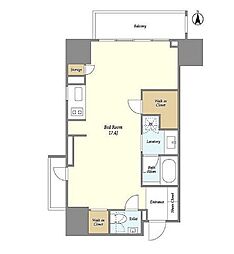 東京メトロ銀座線 稲荷町駅 徒歩2分の賃貸マンション 4階ワンルームの間取り