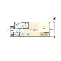 東京メトロ東西線 門前仲町駅 徒歩5分の賃貸マンション 4階1DKの間取り