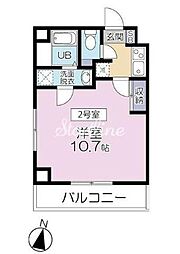 東京メトロ日比谷線 南千住駅 徒歩3分の賃貸マンション 2階1Kの間取り