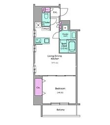 都営新宿線 岩本町駅 徒歩3分の賃貸マンション 2階1LDKの間取り