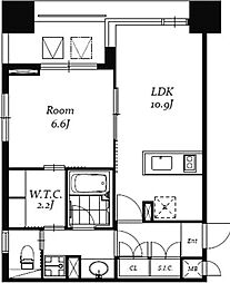 都営浅草線 浅草橋駅 徒歩3分の賃貸マンション 5階1LDKの間取り