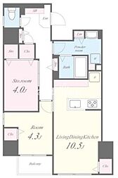 都営大江戸線 新御徒町駅 徒歩5分の賃貸マンション 9階1SLDKの間取り