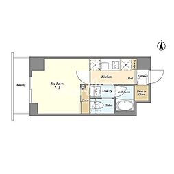 都営新宿線 住吉駅 徒歩10分の賃貸マンション 5階1Kの間取り