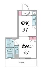 東京メトロ半蔵門線 水天宮前駅 徒歩2分の賃貸マンション 2階1DKの間取り