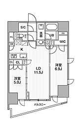京急本線 立会川駅 徒歩6分の賃貸マンション 8階2LDKの間取り