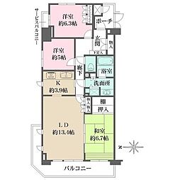 東京メトロ千代田線 乃木坂駅 徒歩6分の賃貸マンション 3階3LDKの間取り