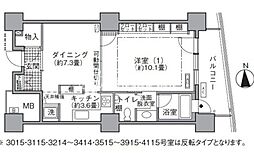 JR山手線 浜松町駅 徒歩4分の賃貸マンション 38階1DKの間取り