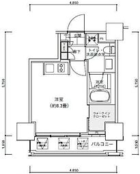 東京メトロ日比谷線 神谷町駅 徒歩9分の賃貸マンション 14階ワンルームの間取り
