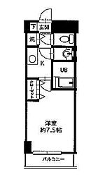 東京メトロ有楽町線 新富町駅 徒歩2分の賃貸マンション 12階1Kの間取り