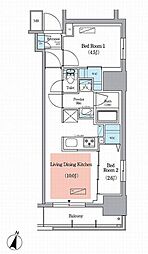 東京メトロ丸ノ内線 淡路町駅 徒歩3分の賃貸マンション 5階2LDKの間取り