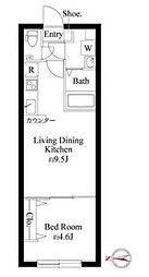 京成本線 京成町屋駅 徒歩8分の賃貸マンション 3階1LDKの間取り