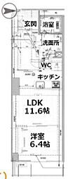 JR山手線 目黒駅 徒歩3分の賃貸マンション 6階1LDKの間取り