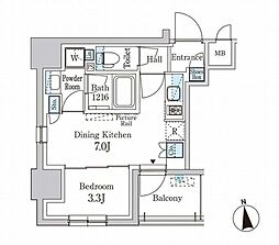 東京メトロ丸ノ内線 淡路町駅 徒歩4分の賃貸マンション 9階1DKの間取り