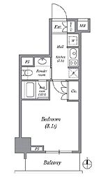 東京メトロ東西線 神楽坂駅 徒歩6分の賃貸マンション 6階1Kの間取り