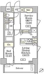 東京メトロ半蔵門線 水天宮前駅 徒歩10分の賃貸マンション 2階1SLDKの間取り