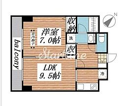 東京メトロ日比谷線 中目黒駅 徒歩13分の賃貸マンション 6階1DKの間取り