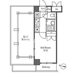 JR山手線 恵比寿駅 徒歩9分の賃貸マンション 7階1Kの間取り