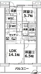 JR山手線 目黒駅 徒歩3分の賃貸マンション 8階2LDKの間取り