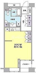 東京メトロ有楽町線 新富町駅 徒歩4分の賃貸マンション 9階ワンルームの間取り