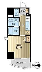 都営新宿線 西大島駅 徒歩2分の賃貸マンション 14階1Kの間取り